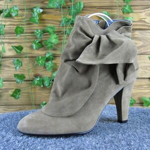 Aldo Taupe‎ Suede High Heel Ankle Boots Women 38 Stylish Bow Accent Dress Shoes